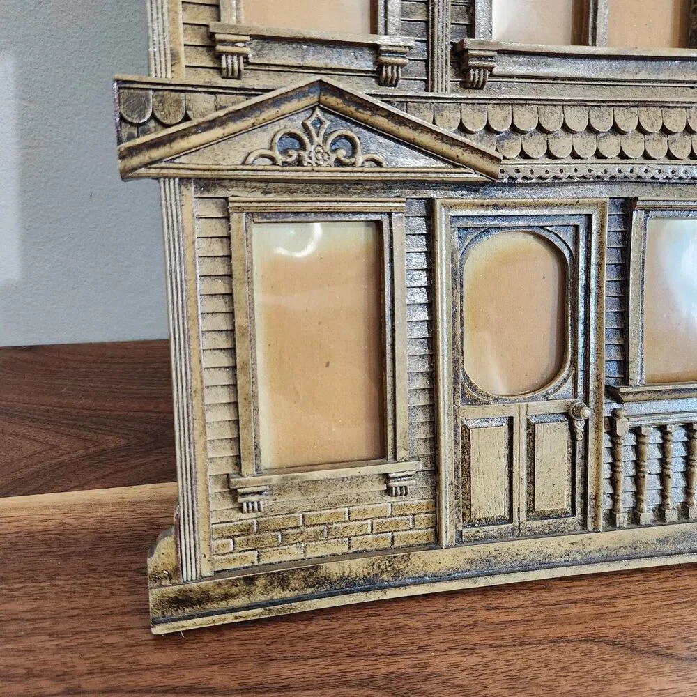 Vintage Syroco Style Victorian Gothic Haunted House Shaped Picture Frame Plastic